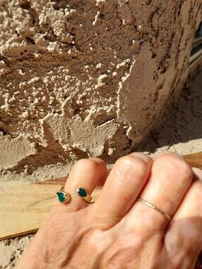 Logan Hollowell X Johnny Was Gold Open Teardrop Green Onxy Stone Ring